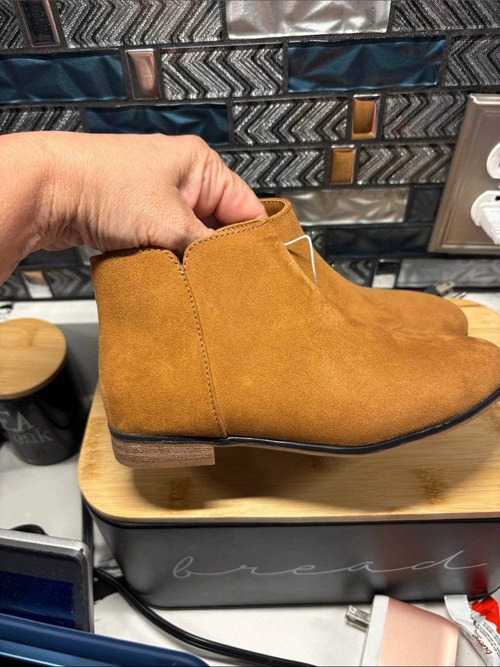 Cat & Jack Girls' Cognac Suede Ankle Boots